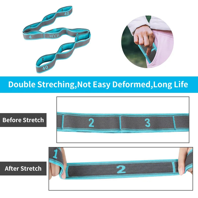 Premium Elastic Yoga Stretching Strap with Loops – Versatile Stretch Band for Ballet, Yoga, Dance, Pilates, and Gymnastics