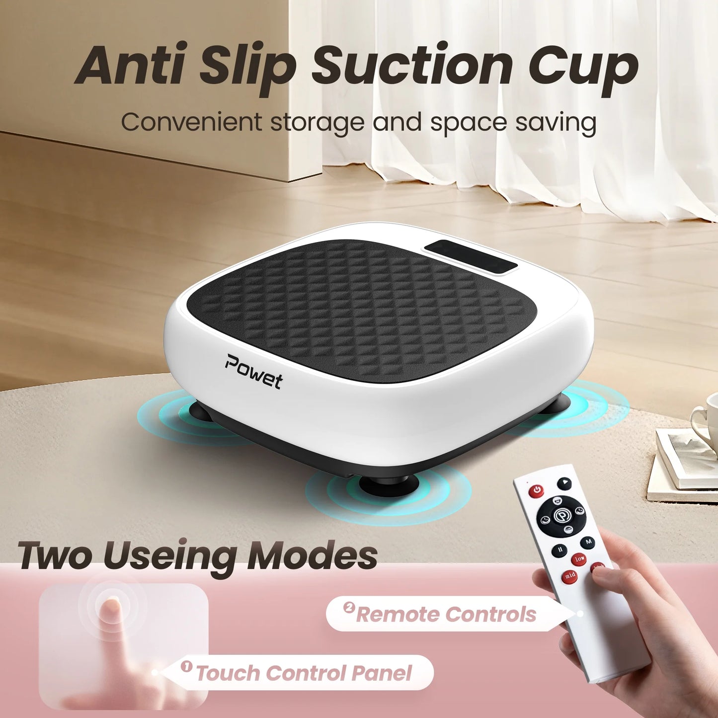 Professional Vibration Plate Exercise Machine for Whole Body Workouts with Loop Bands and Remote Control, Ideal for Weight Loss, Shaping, and Toning - White