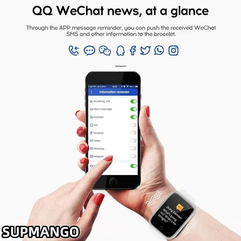 Y68 Stylish Smart Sports Watch - Real Step Counter & Fitness Tracker for Android & iOS