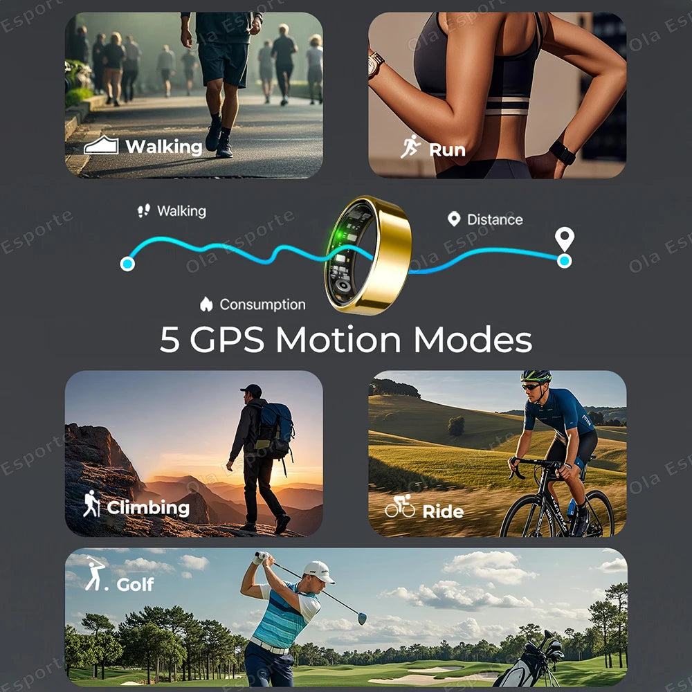 2025 Advanced Smart Ring with Heart Rate, Blood Pressure, Sleep Monitoring, and Motion Tracking - IP68 Waterproof - Ideal Holiday Gift for Men and Women