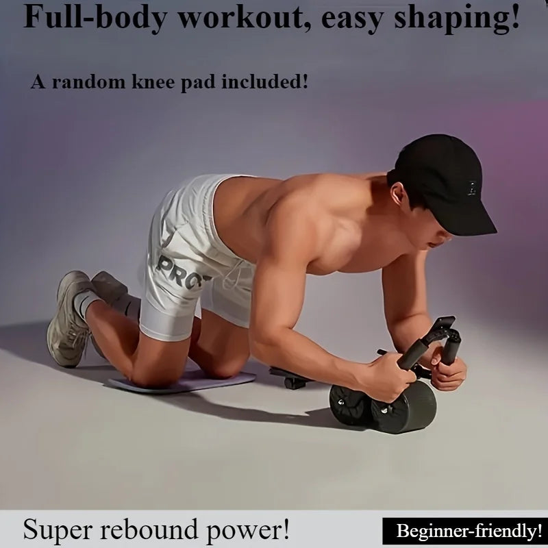 Ab Roller Wheel - Dual-Wheeled Abdominal Muscle Trainer for Comprehensive Core Strengthening with Automatic Rebound Feature