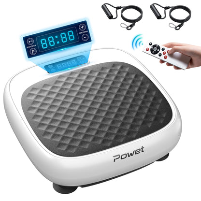 Professional Vibration Plate Exercise Machine for Whole Body Workouts with Loop Bands and Remote Control, Ideal for Weight Loss, Shaping, and Toning - White