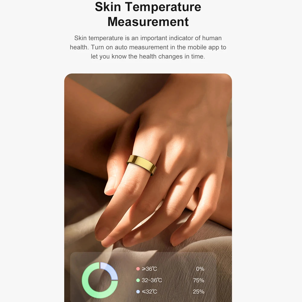 2025 R09 Smart Ring for Men and Women with Charging Case, Skin Temperature Monitoring, Sleep Tracking, 5ATM Waterproof Rating, and Camera Control Capabilities